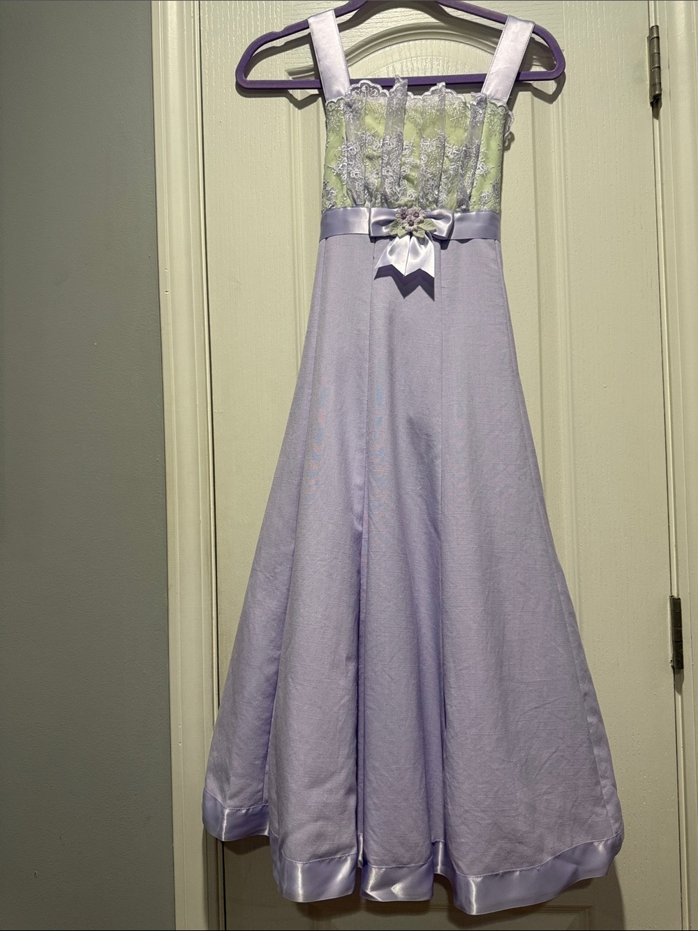 Bonnie Jean Lilac Lace Bodice Formal Dress with Ribbon Flower